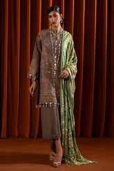 Sana Safinaz Embroidered Slub Suits Unstitched 3 Piece M243-004A-3CP – Luxury Winter Collection