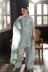 Ensembles by Azure Embroidered Chiffon Suits Unstitched 3 Piece AZU25EF Icy Mist ES-107 – Festive Collection