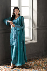 Ensembles by Azure Embroidered Chiffon Suits Unstitched 3 Piece AZU25EF Minted Sage ES-109 – Festive Collection