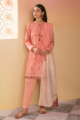 Cross Stitch Embroidered Lawn Suits Unstitched 3 Piece CS23EL 24 Blush Peach – Eid Collection-