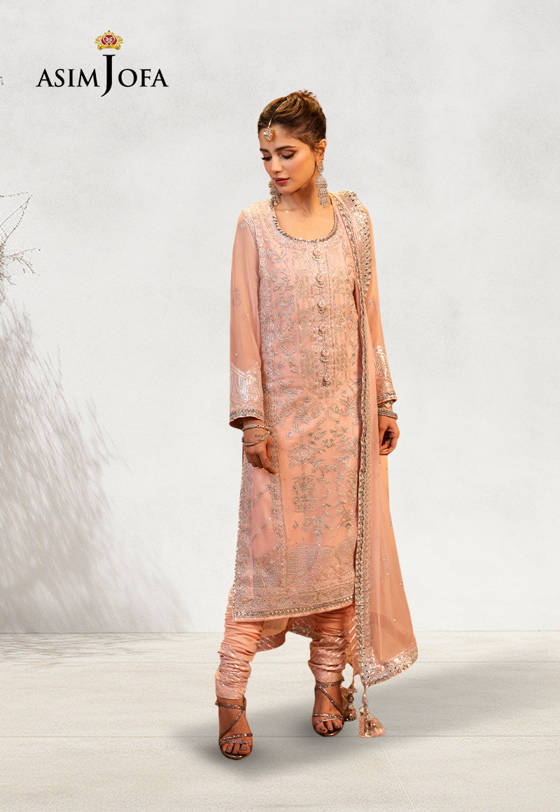 Asim Jofa Chamak-Damak Embroidered Chiffon Suits Unstitched 3 Piece AJ – AJCD-14