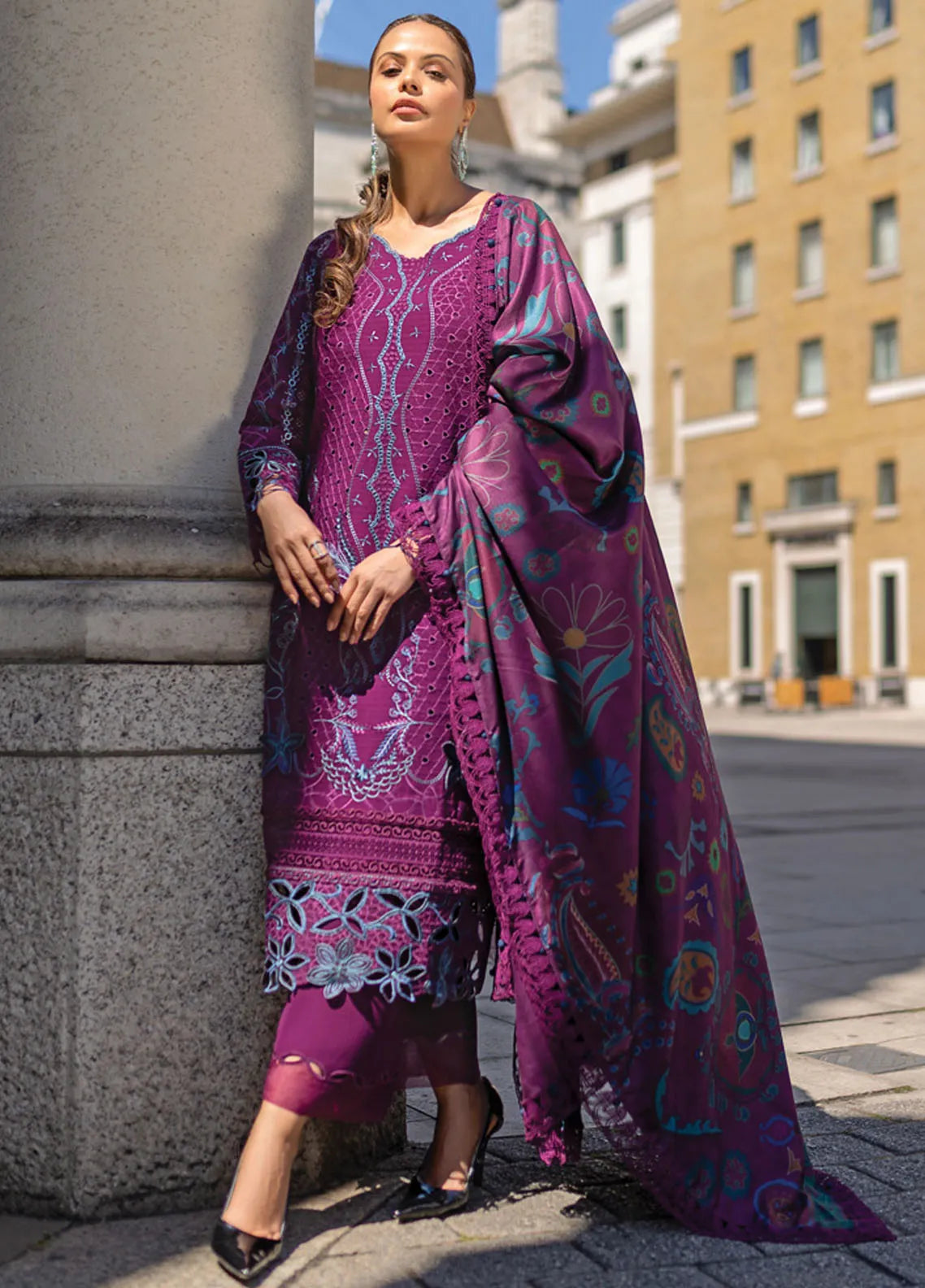 Carnation By Rang Rasiya Embroidered Slub Suit Unstitched 3 Piece RR24CE D-13 Freya – Winter Collection