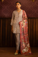 Sana Safinaz Embroidered Slub Suits Unstitched 3 Piece M243-006B-3AP – Luxury Winter Collection