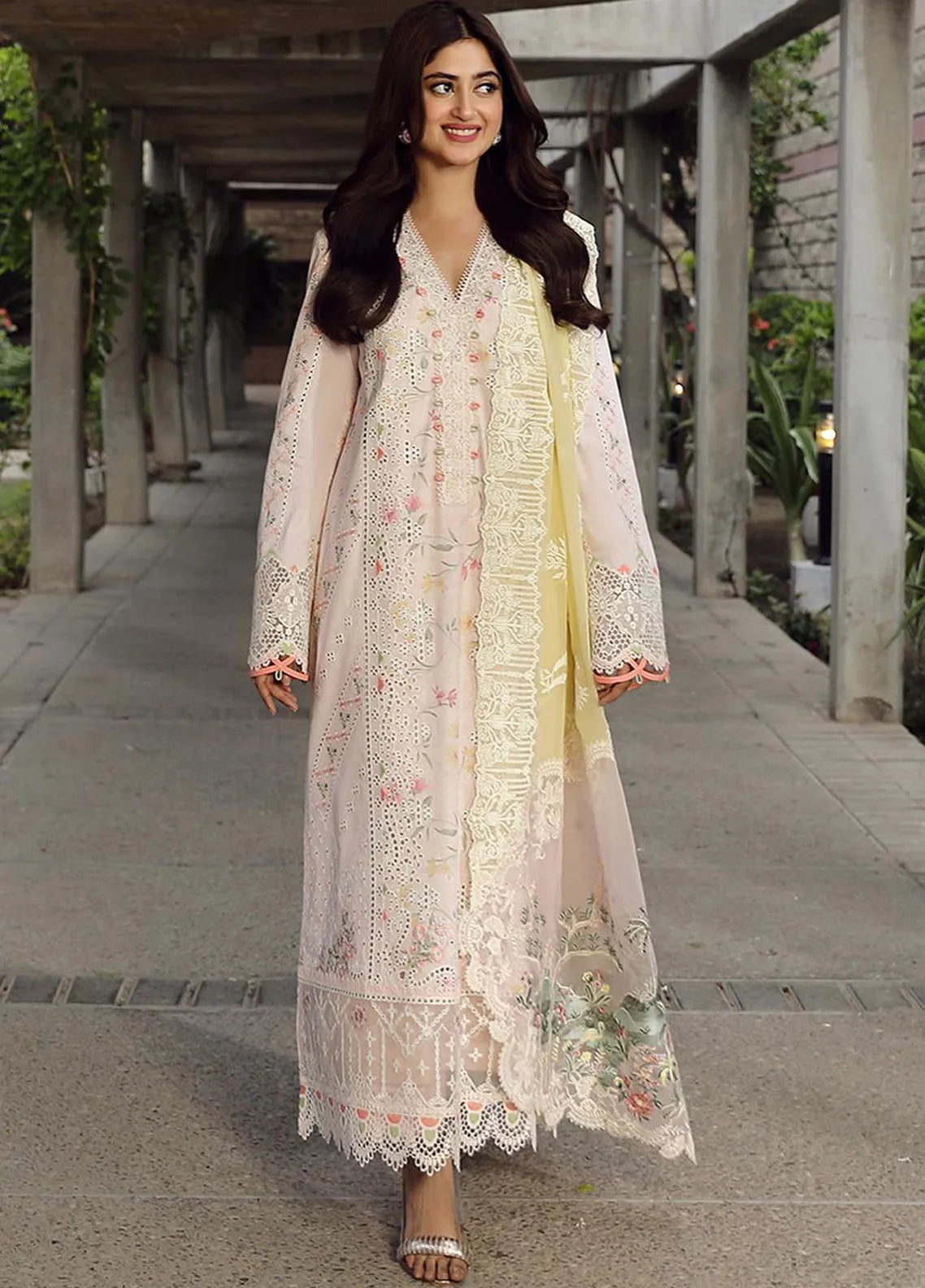 Qalamkar Chikankari Lawn Suit Unstitched 3 Piece QLM24F PS-03 Irsa – Festive Collection–