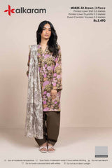 Alkaram Luxury Lawn Prints 3Pc Unstitched Suits – ALK-MSB25-32-Brown