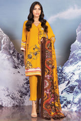 Al-Karam Winter 3 Pc Printed Viscose Suit With Printed Shawl – FW-18-21-Yellow