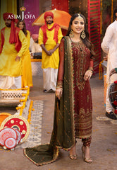Asim Jofa Chamak-Damak Embroidered Chiffon Suits Unstitched 3 Piece AJ – AJCD-22