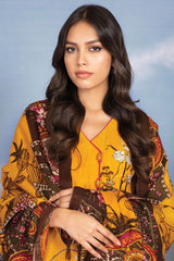Al-Karam Winter 3 Pc Printed Viscose Suit With Printed Shawl – FW-18-21-Yellow