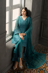 Ensembles by Azure Embroidered Chiffon Suits Unstitched 3 Piece AZU25EF Minted Sage ES-109 – Festive Collection