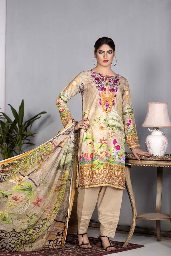 Ember - Salwa - Digital Printed & Embroidered Karandi