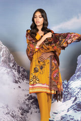 Al-Karam Winter 3 Pc Printed Viscose Suit With Printed Shawl – FW-18-21-Yellow