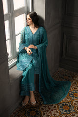 Ensembles by Azure Embroidered Chiffon Suits Unstitched 3 Piece AZU25EF Minted Sage ES-109 – Festive Collection