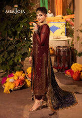 Asim Jofa Chamak-Damak Embroidered Chiffon Suits Unstitched 3 Piece AJ – AJCD-20