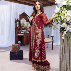 Sonia Umer - Laal Gulaab - Embroidered Silk Net - Unstitched 3Pc Suit