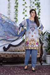 Azure - Salwa - Digital Printed & Embroidered Karandi