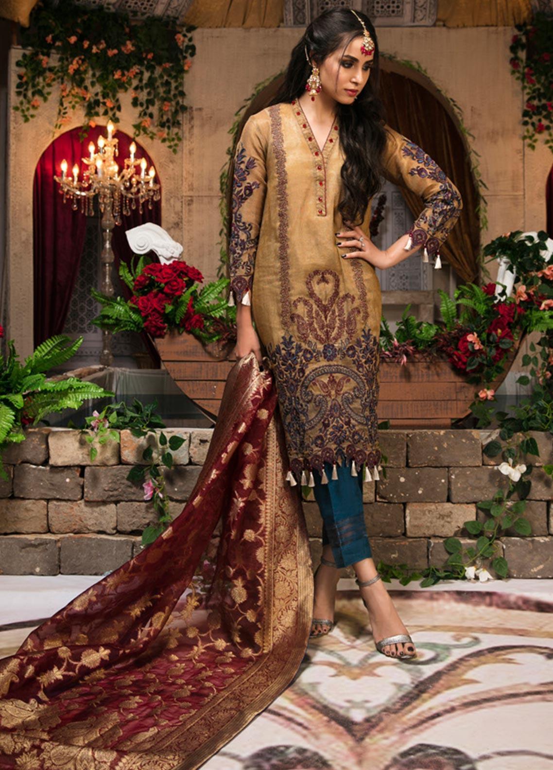 Zardan – Guzillek Embroidered Khaadi Net - Luxury Collection