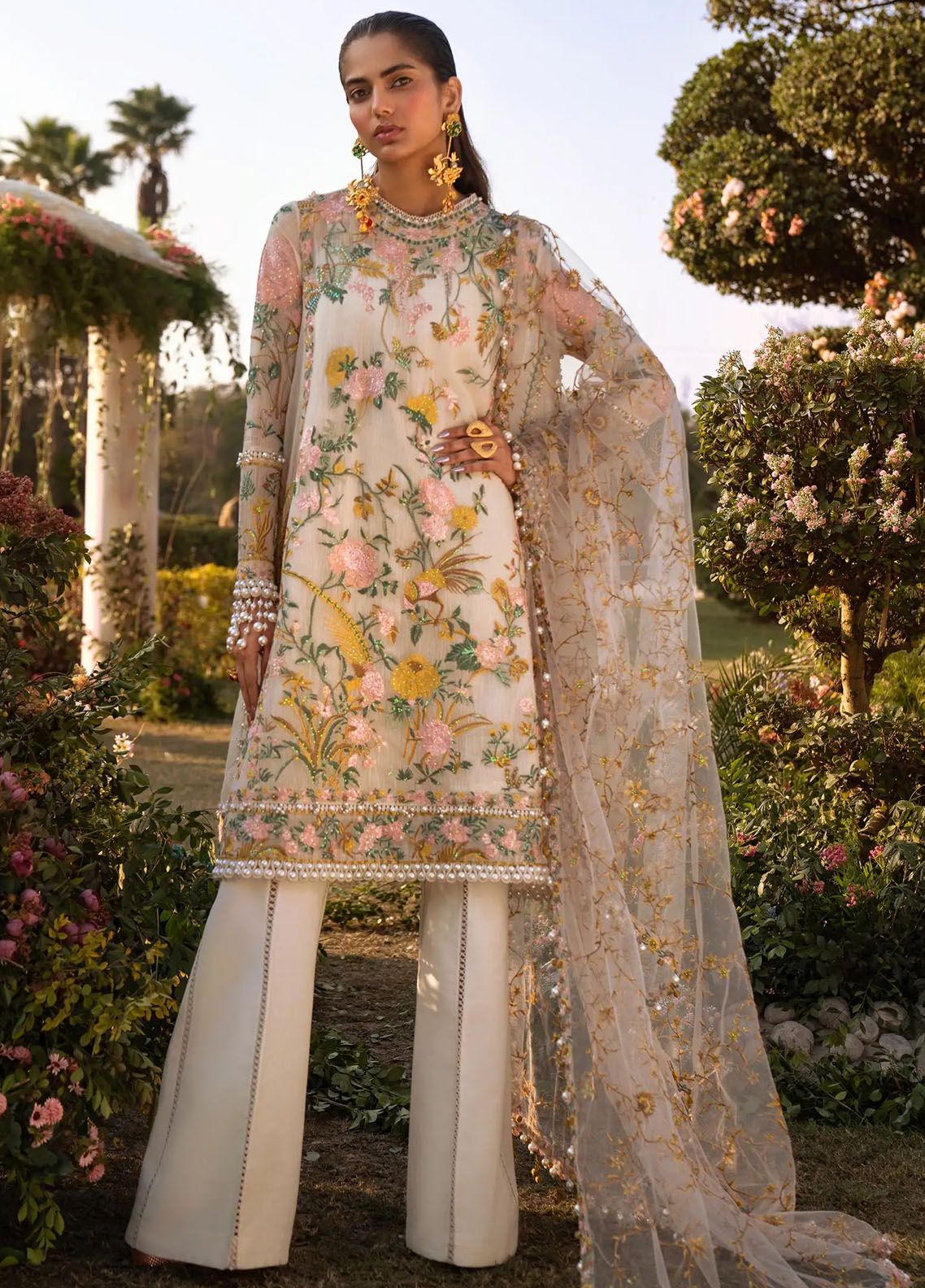 Sana Safinaz Embroidered Net Suits Unstitched 3 Piece SS24UL 9A