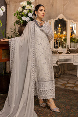 Merakish - Cloud Gray – Embroidered Chiffon 3Pc Suit