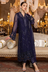 Merakish - Navy Blue – Embroidered Chiffon 3Pc Suit