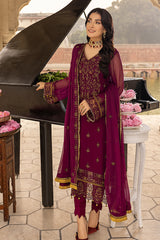 Merakish – Mulberry Grape - Chiffon Embroidered 3pc Suit