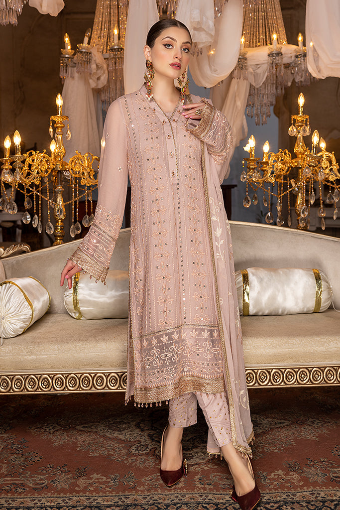 Merakish - Tea Rose – Embroidered Chiffon 3Pc Suit