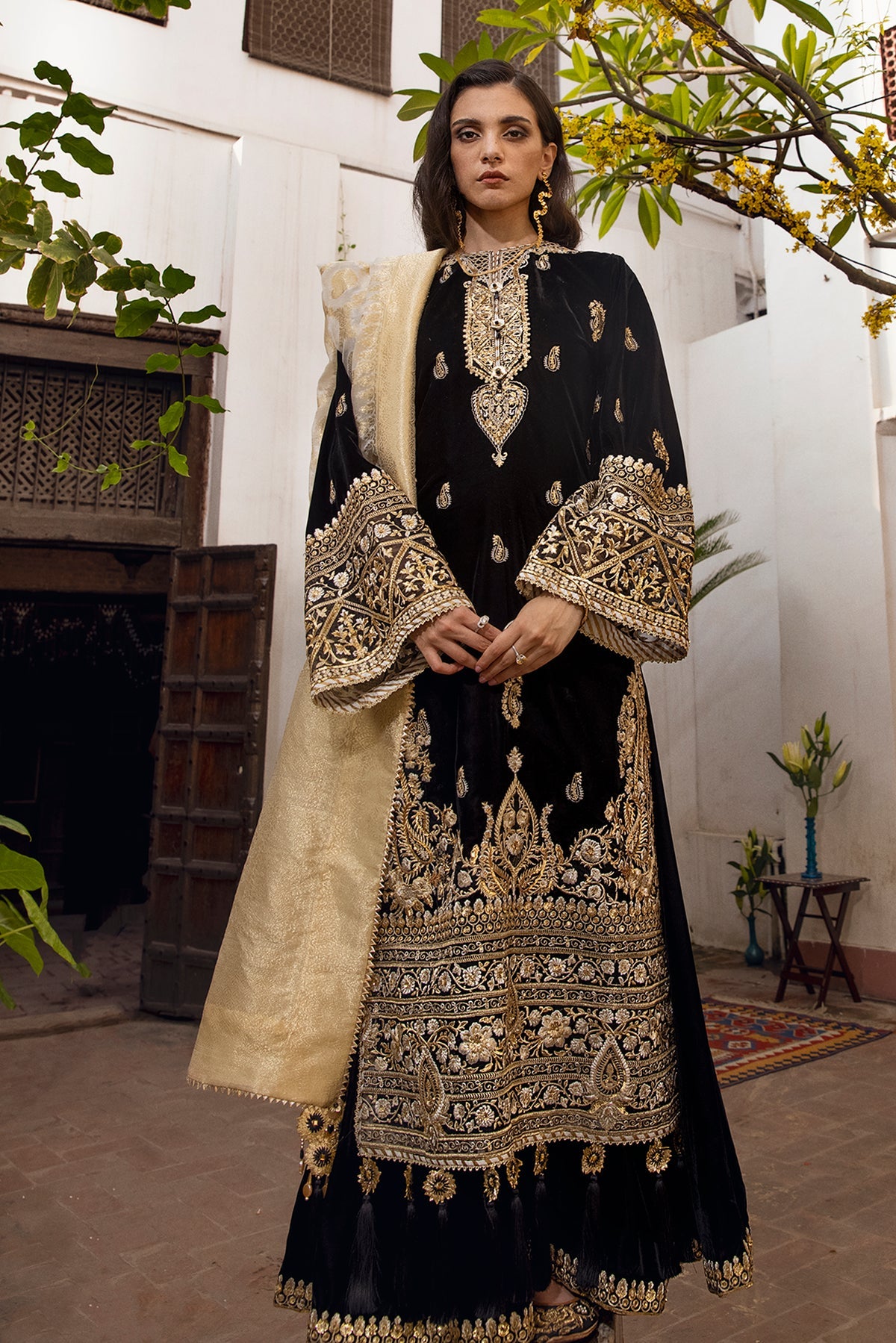 Anaya Embroidered Velvet Suits Unstitched 3 Piece - Wedding Collection