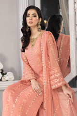 Merakish - Crayola Peach – Embroidered Chiffon 3Pc Suit