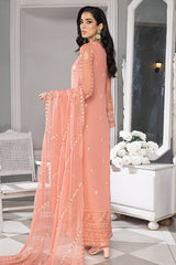 Merakish - Crayola Peach – Embroidered Chiffon 3Pc Suit