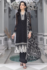 Merakish - Raven Black – Embroidered Chiffon Unstitched 3Pc Suit