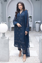 Merakish - Yale Blue – Embroidered Chiffon 3Pc Suit