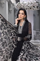 Merakish - Raven Black – Embroidered Chiffon Unstitched 3Pc Suit