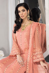 Merakish - Crayola Peach – Embroidered Chiffon 3Pc Suit