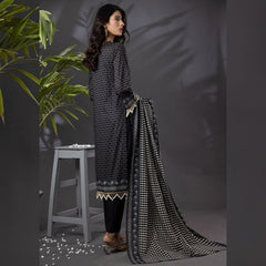 Black And White Digital Printed 3pc Unstitched Suit KC-733