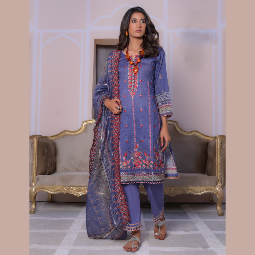 MTF – GARDENIA | Heavy Embroidered Digital Printed 3Pc Unstitched Suit