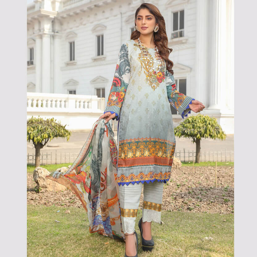 Vogue by G.M Textile Chicken Kari Lawn 3pc Un-Stitched Suit KC-574